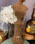 Sparkling Bow Layered Necklace & Stud Earring Set - Halemi & Co.