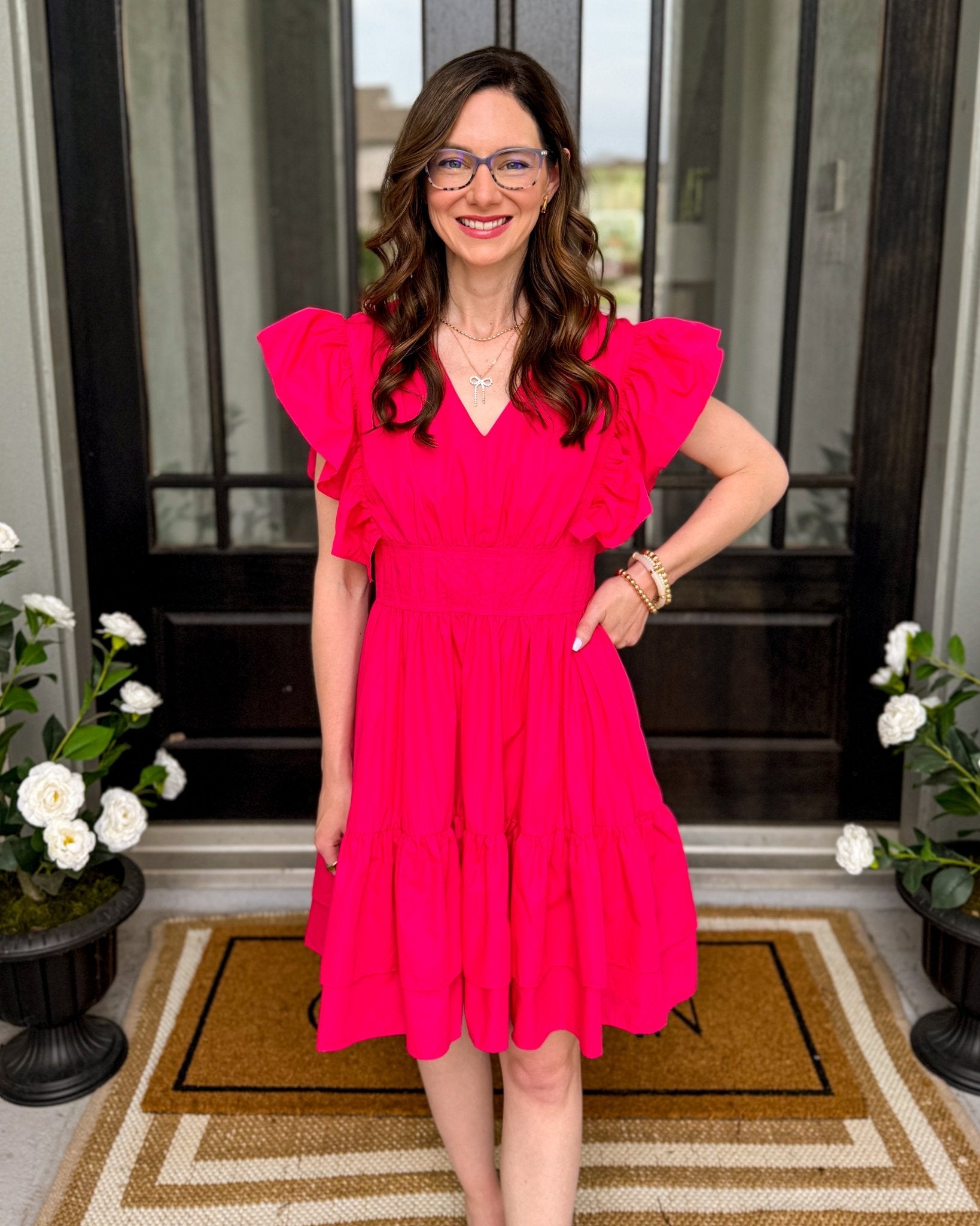Sunset Bloom Ruffle Sleeve Tiered Mini Dress - Halemi & Co.