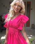 Sunset Bloom Ruffle Sleeve Tiered Mini Dress - Halemi & Co.