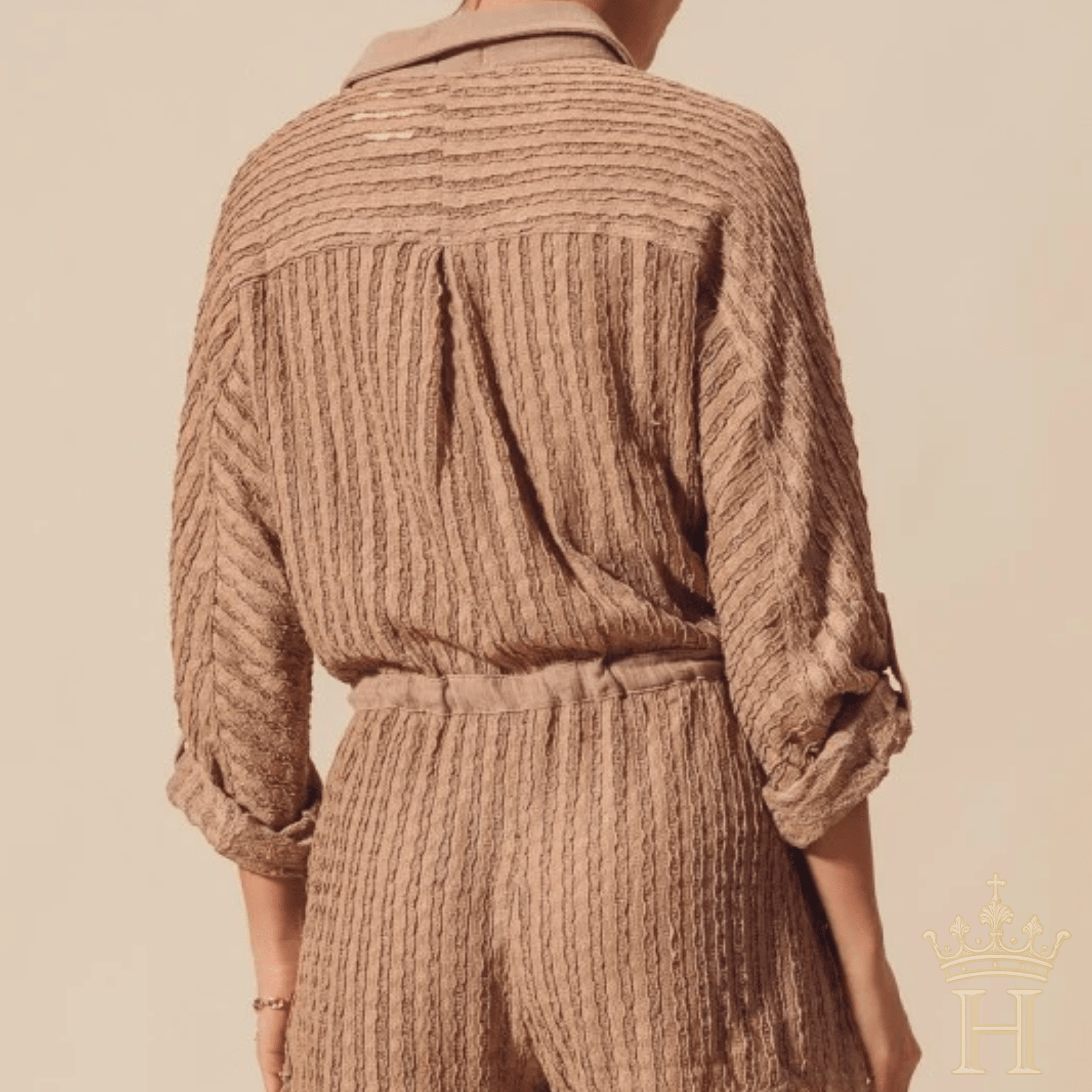 Textured Button Front Western Style Cover Up Romper - Halemi & Co.
