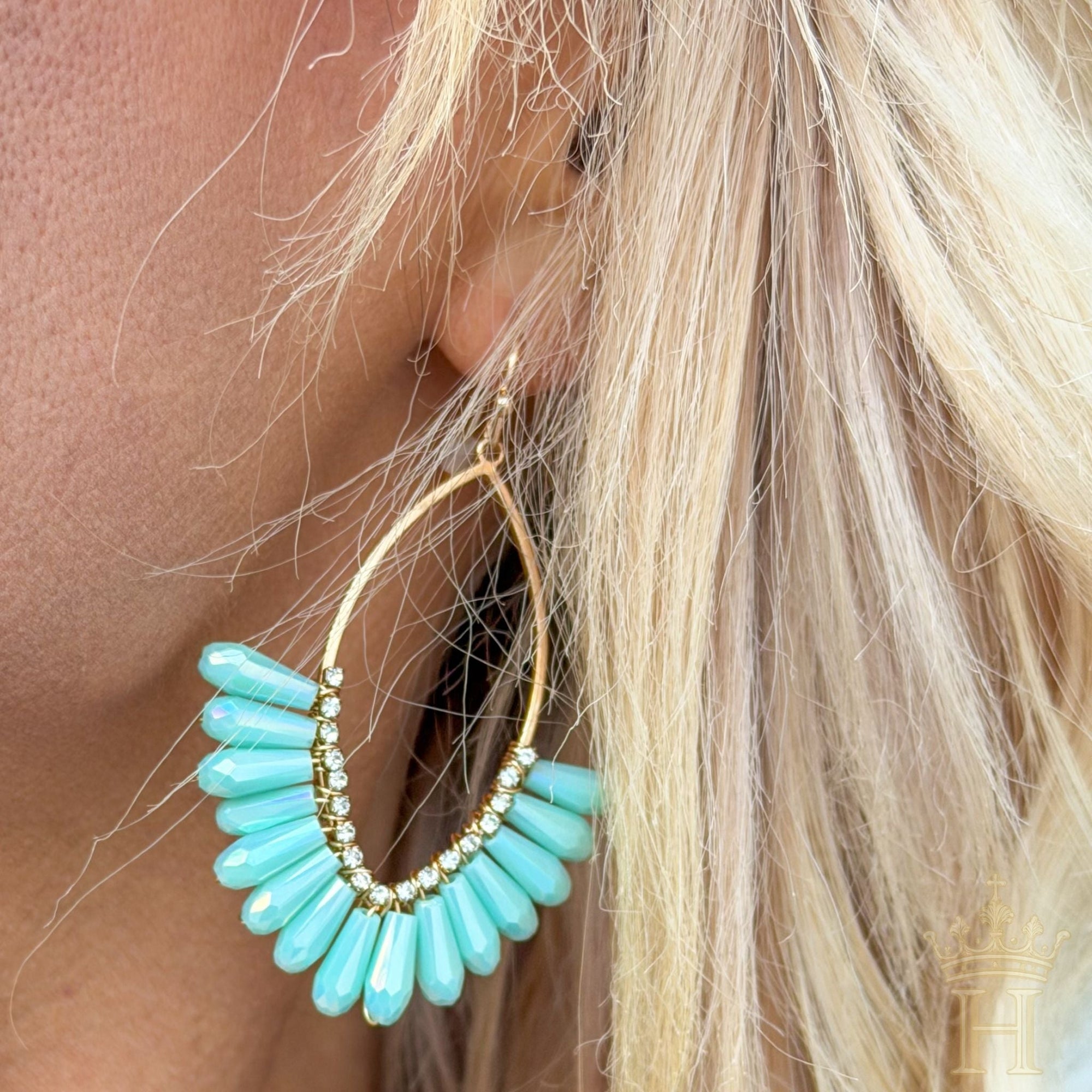 Turquoise Teardrop Fan Earrings - Halemi & Co.