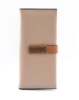 Wrangler taupe long wallet with contrasting logo tab and button closure